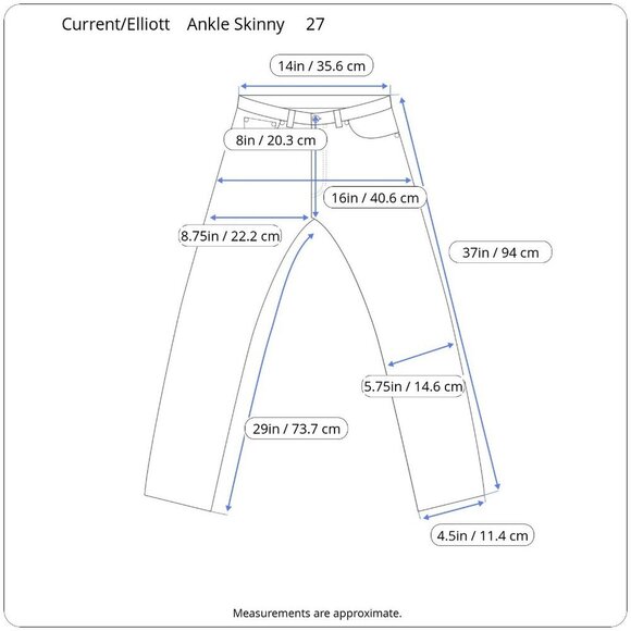 Current/Elliott The Ankle Skinny Jet Black Mid Rise Jeans Stretch Denim 27 - Picture 15 of 16